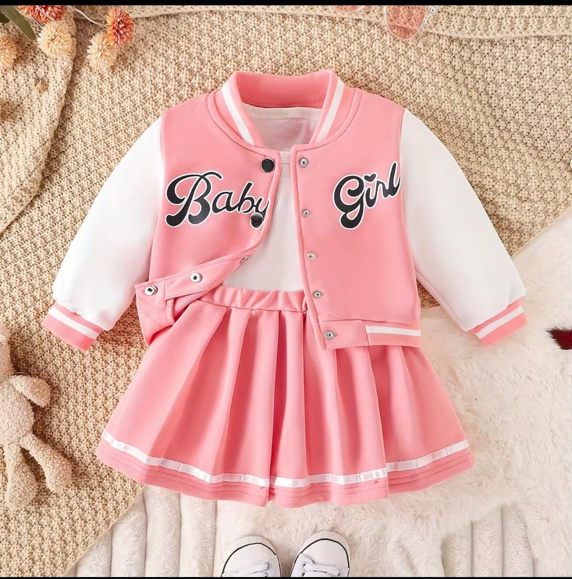 long sleeved overcoat+short skirt fashion suit - Pink