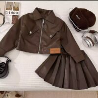 2pc leather skirt