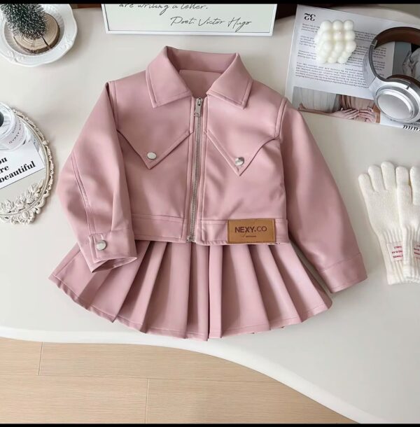 2pc leather skirt